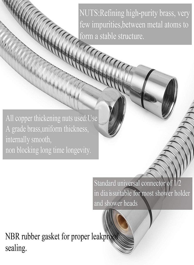 اونست أنبوب دش مرن من الفولاذ المقاوم للصدأ من Honest، بطول 1.5 متر، فضي (عبوة من 4 قطع) - Image 2